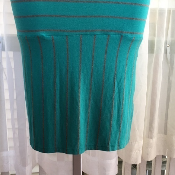 LULAROE “Julia” teal with grey stripes dress - Picture 2 of 5